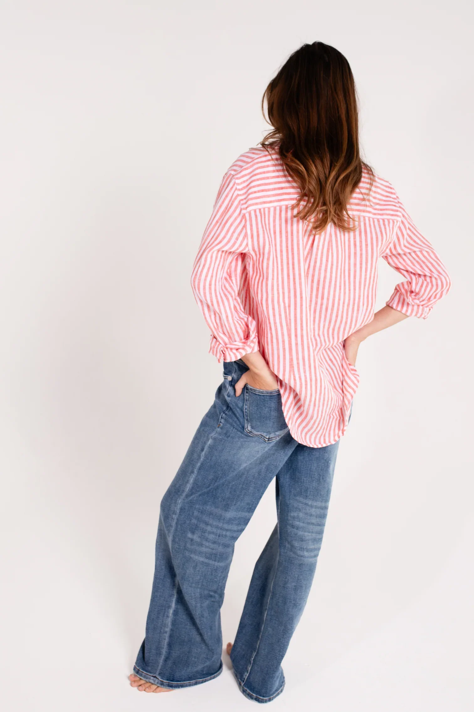 Hut - Boyfriend Red Yarn Dye Stripe Shirt - Image 4