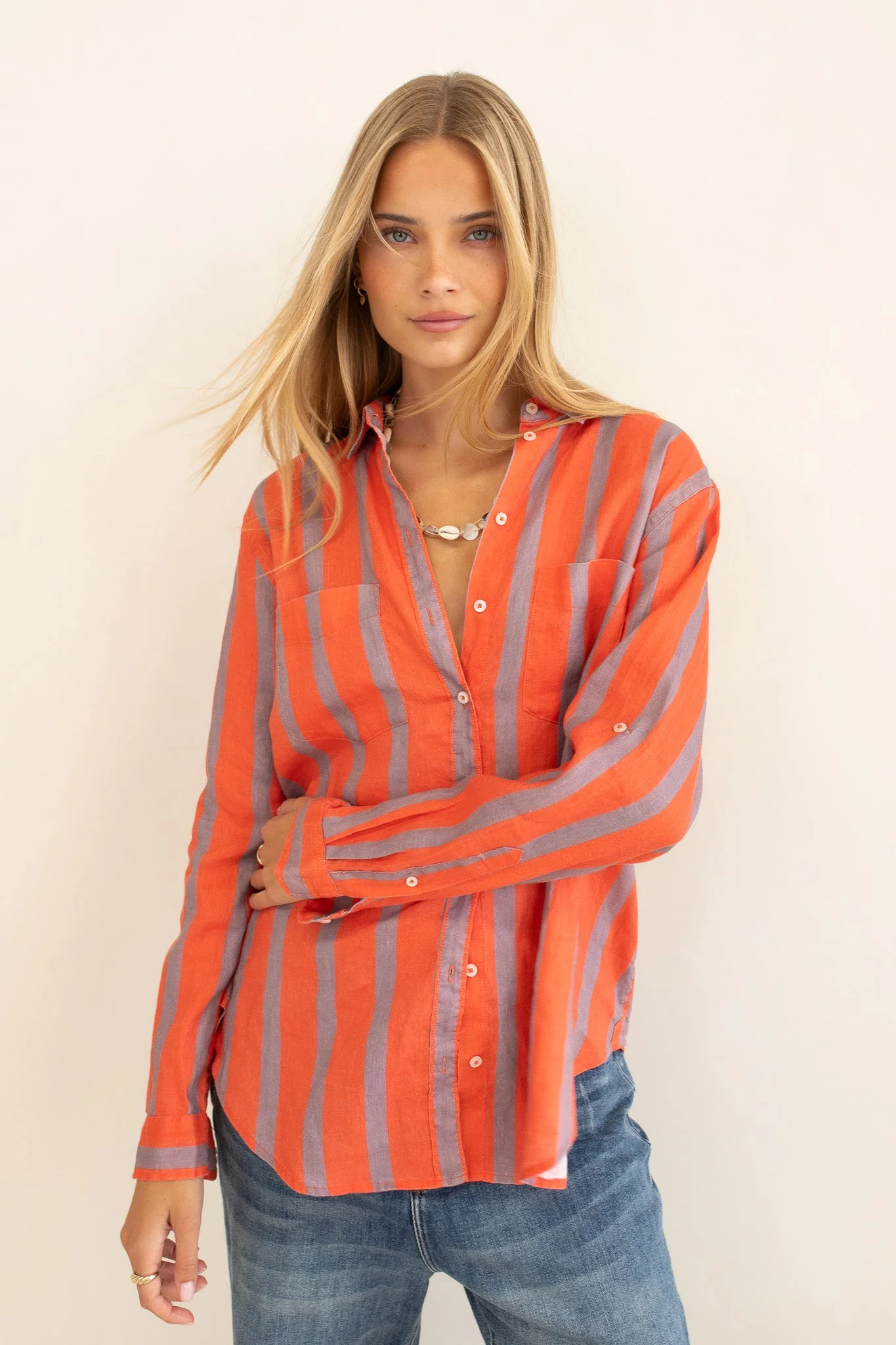 Hut - Boyfriend Shirt Off Duty Stripe
