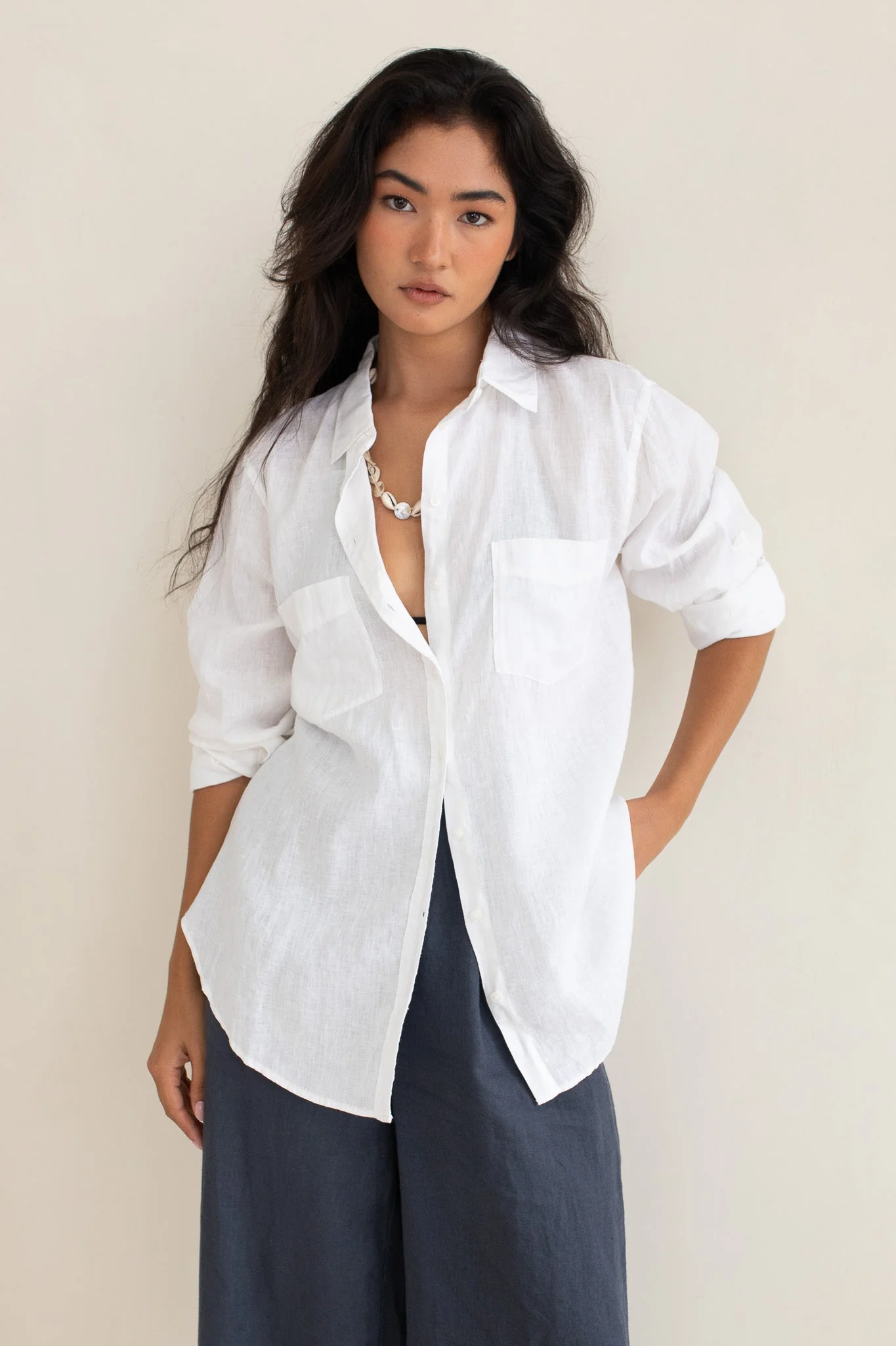 Hut - Boyfriend Shirt White Two Pocket - Image 4