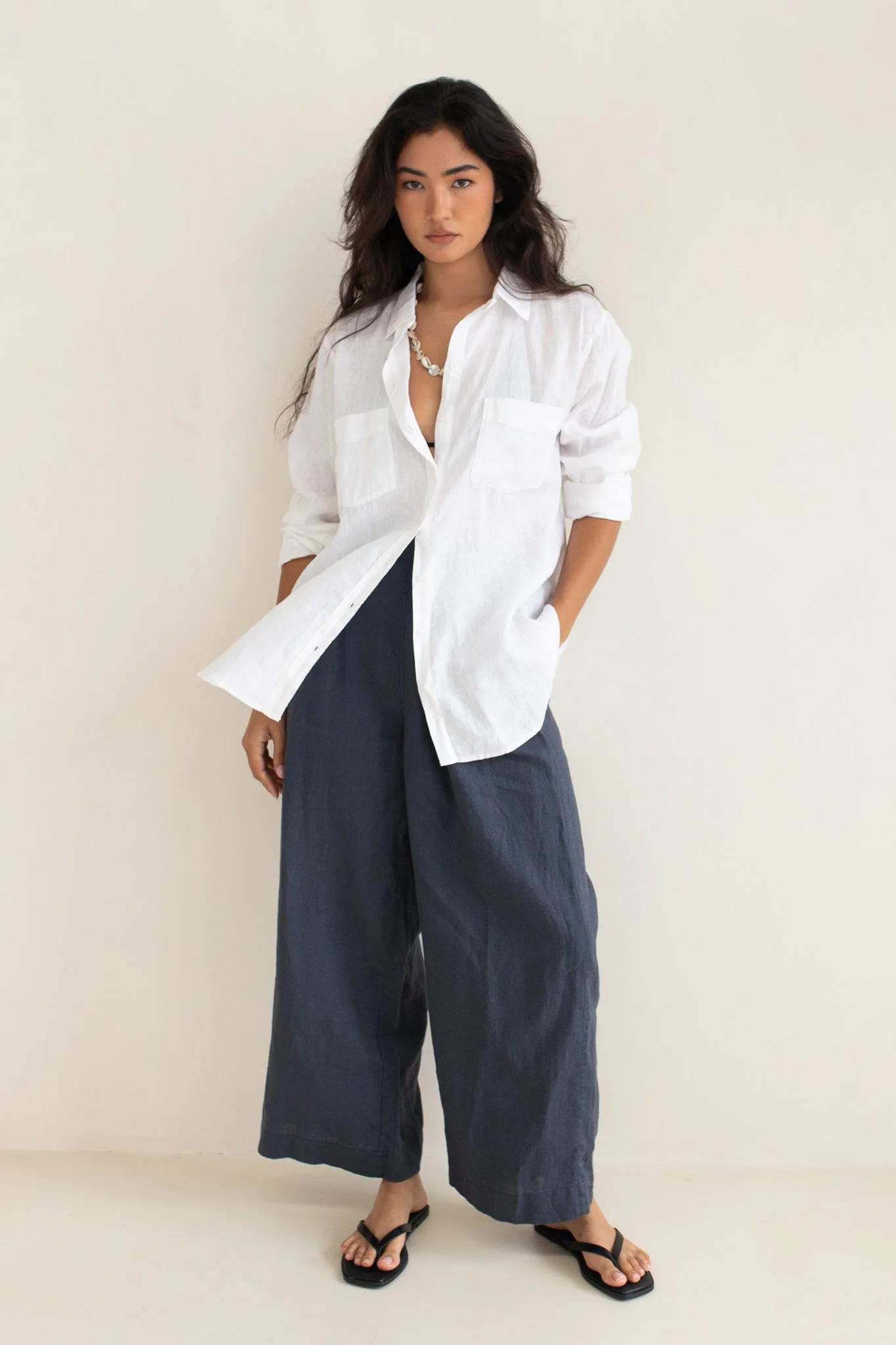 Hut - Boyfriend Shirt White Two Pocket - Image 5