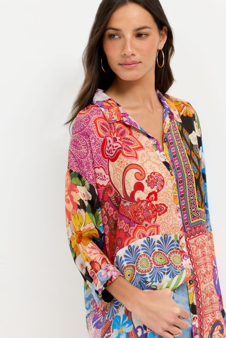 Johnny Was -The Audrey Shirt in Magnolia Patchwork - Image 4