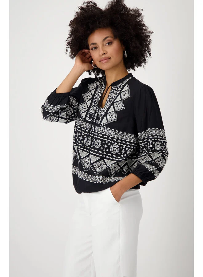 Monari - Round Neck Embroidered Blouse - Image 3