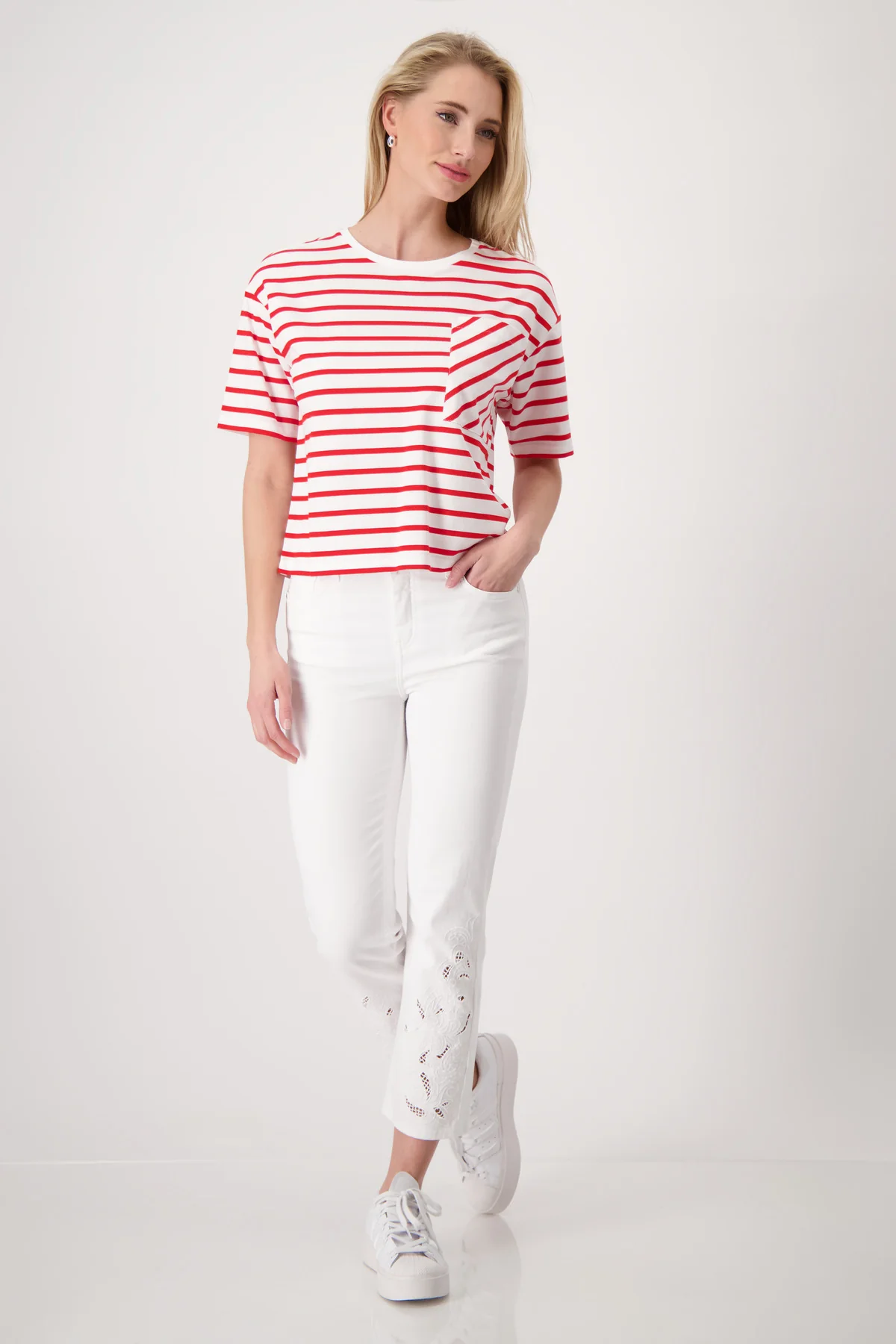 Monari - Round Neck Striped T-Shirt - Image 5