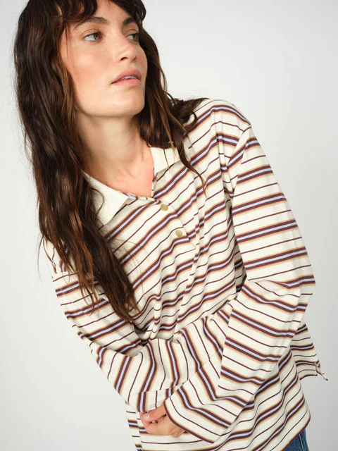Mos Mosh - Rossett Long Sleeve Striped Polo Top - Image 3