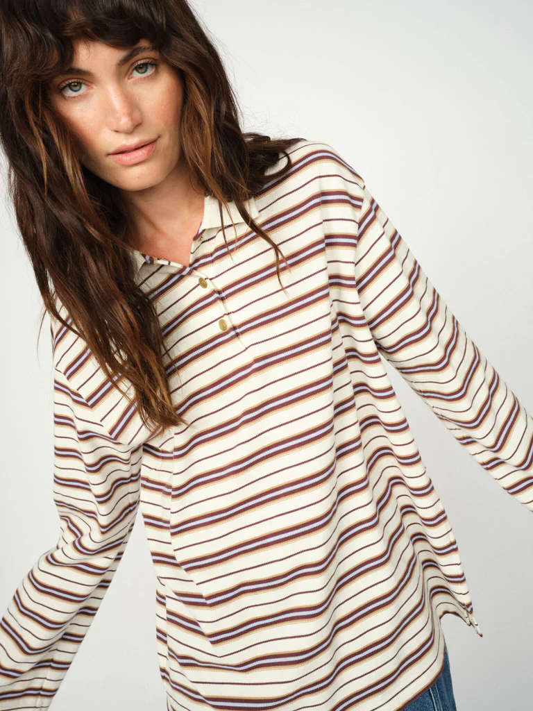 Mos Mosh - Rossett Long Sleeve Striped Polo Top - Image 4