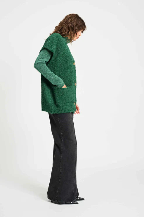 Pom Amsterdam - Pine Green Cardigan Vest - Image 3