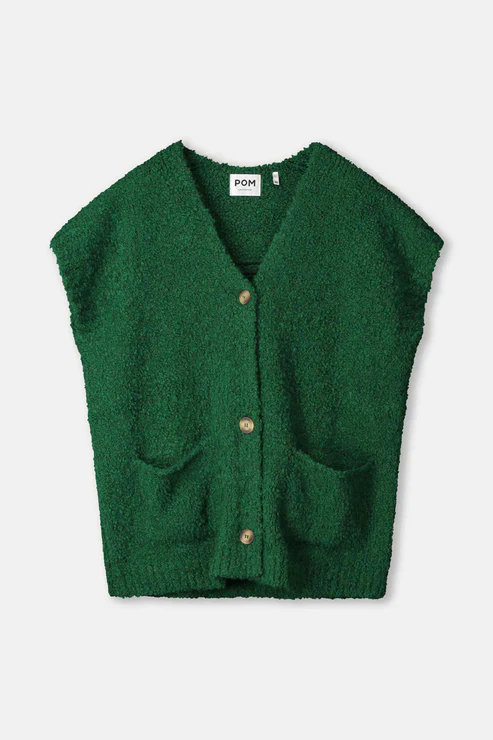 Pom Amsterdam - Pine Green Cardigan Vest - Image 4