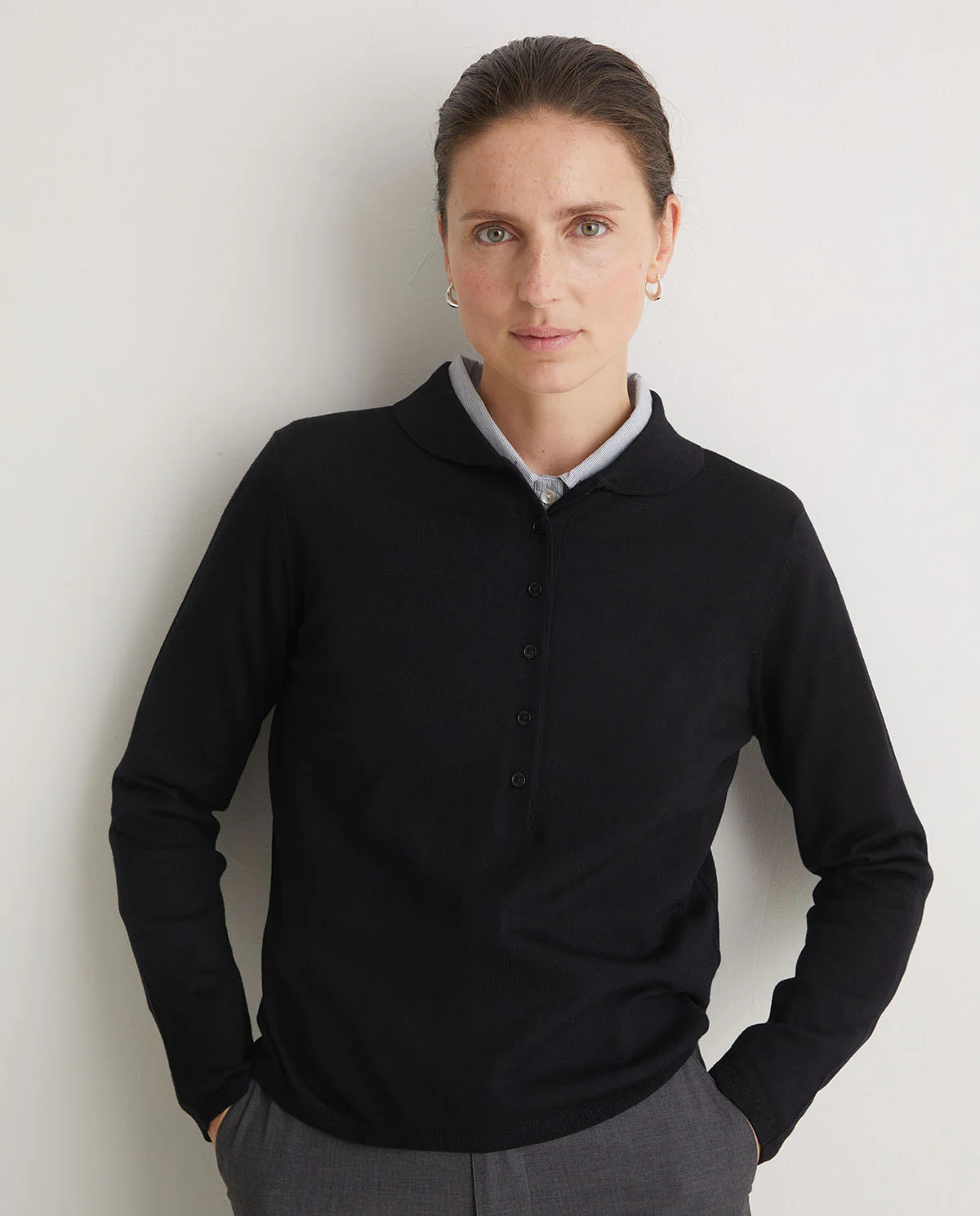 Yerse - Button Down Fine Merino Jumper - Image 6