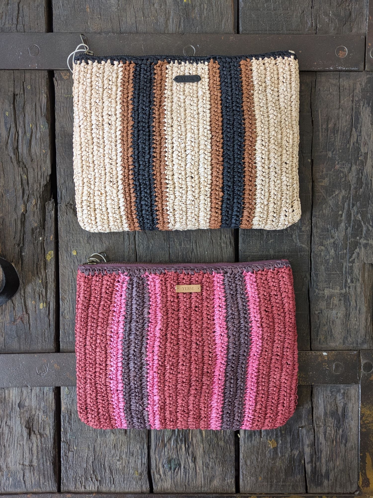 Yerse - Raffia Striped Clutch Bag - Image 4
